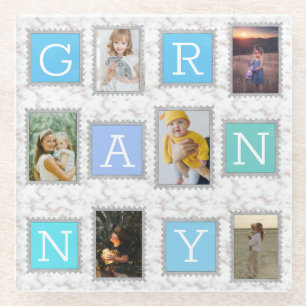 6 Six Collage Cute Baby Family Love Granny Glazen Onderzetter