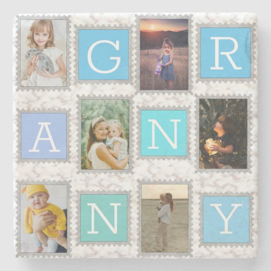 6 Six Collage Cute Baby Family Love Granny Stenen Onderzetter (Voorkant)