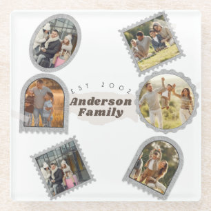 6 Six Foto Moderne Elegante Collage Familie Liefde Glazen Onderzetter