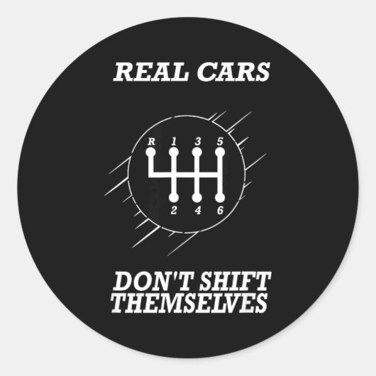 6 Speed Manual Transmission Shift Pattern Ronde Sticker (Voorkant)