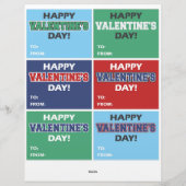 6 Sport Kinder Classroom Valentijnsdag Kaarten Briefhoofd (Achterkant)