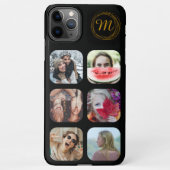 6 Square Photo Collage Black Monogram iPhone Case iPhone Hoesje (Achterkant)