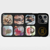 6 Square Photo Collage Black Monogram iPhone Case iPhone Hoesje (Achterkant horizontaal)