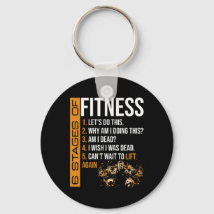 6 stadia van fitness gewichtheffen oefening fitnes sleutelhanger