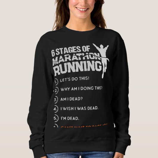 6 stadia van marathon met funny Runner Sport Lo Trui (Voorkant)