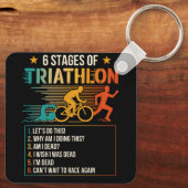 6 stadia van triatlon atleten hardlopen sleutelhanger (Achterkant)