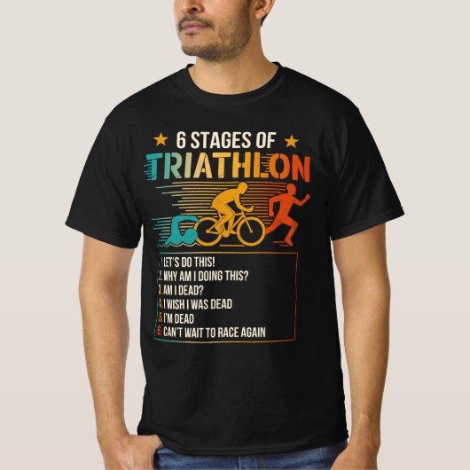 6 stadia van triatlon atleten hardlopen t-shirt (Voorkant)