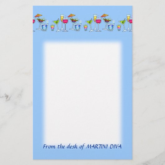 6 STATIONERIJ VAN COCKTAILGLAS BRIEFPAPIER (Voorkant)