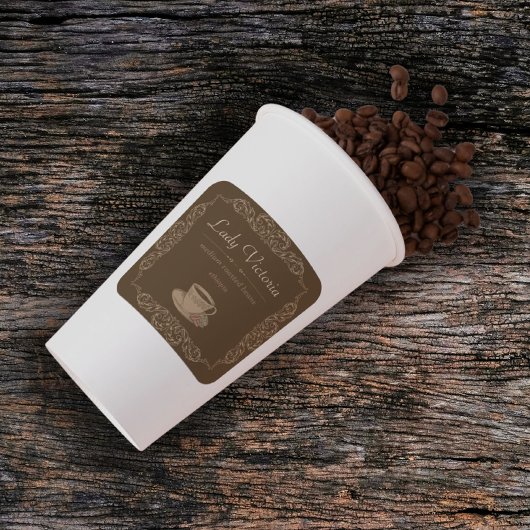 6 stks  Bruine aangepaste koffie Vierkante Sticker