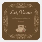 6 stks  Bruine aangepaste koffie Vierkante Sticker (Voorkant)