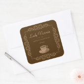 6 stks  Bruine aangepaste koffie Vierkante Sticker (Envelop)