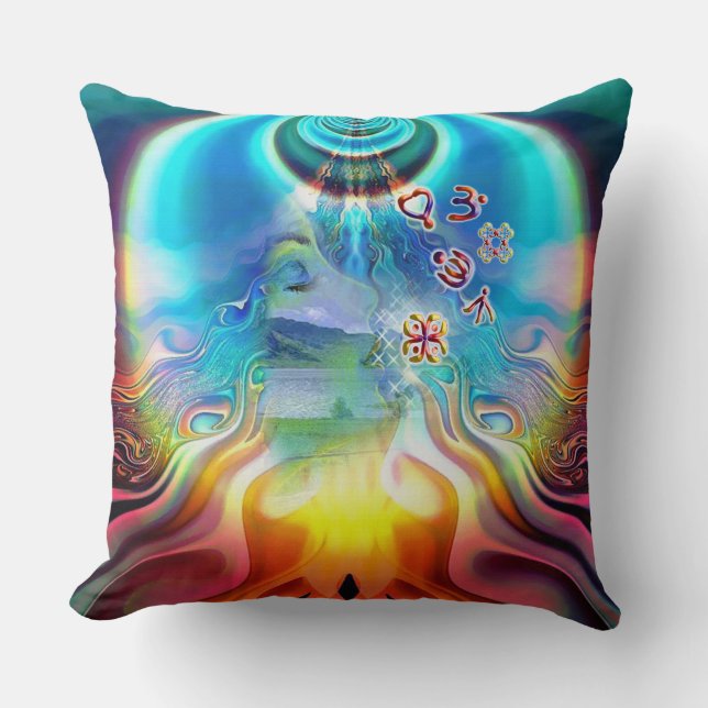 6 Taal van de Light Base Chakra-symbolen Kussen (Voorkant)