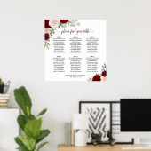 6 Tabel Bourgogne Rood en Blush Floral Seating Cha Poster (Thuiskantoor)