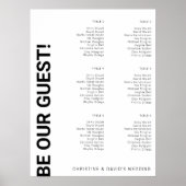 6 tabel Eenvoudig witte bruiloft-zitje Poster (Voorkant)