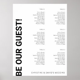 6 tabel Eenvoudig witte bruiloft-zitje Poster