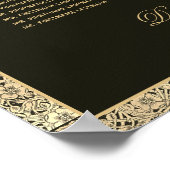 6 Tabel Elegant Black Gold Wedding Seating Chart Poster (Hoek)