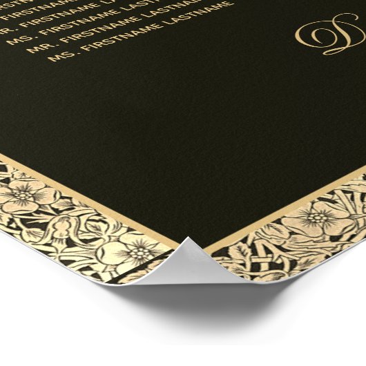 6 Tabel Elegant Black Gold Wedding Seating Chart Poster (Hoek)