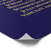 6 Tabel Elegant Gold & Navy Wedding Seating Chart Poster (Hoek)