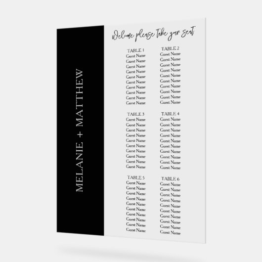 6 Tabel | Elegant modern bruiloft Acryl Bord (Hoek)