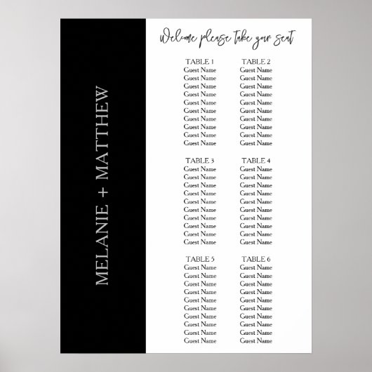 6 Tabel | Elegant modern bruiloft Poster (Voorkant)