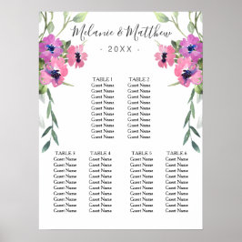 6 Tabel | Eucalyptus Bloemen Bruiloft Zitkaarten Poster