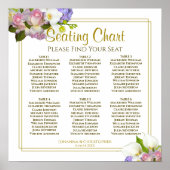 6 Tabel Floral Pastel Spring Wedding Seding Chart Poster (Voorkant)