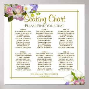 6 Tabel Floral Pastel Spring Wedding Seding Chart Poster
