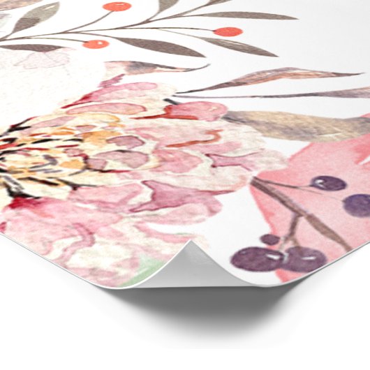 6 Tabel | Rustieke Boho Floral bruiloft zitgrafiek Poster (Hoek)