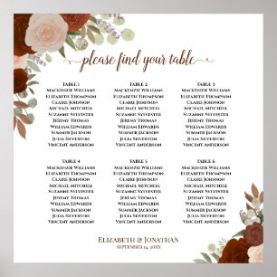 6 Tabel Sinaasappel herfst Floral Poster