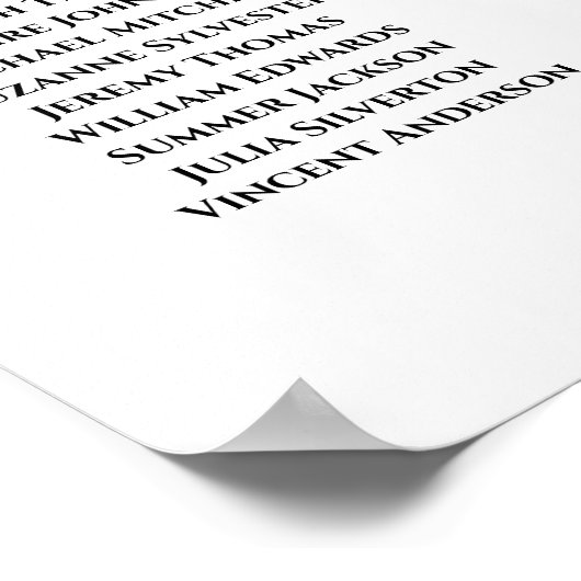 6 Tabel White Boho Floral Welcome Seite Chart Poster (Hoek)