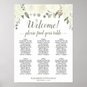 6 Tabel White Boho Floral Welcome Seite Chart Poster (Voorkant)