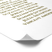 6 Tabel White & Gold Ribbon Wedding Seating Chart Poster (Hoek)