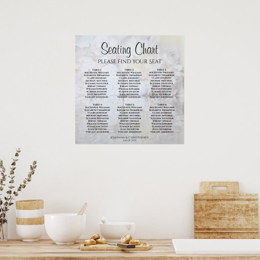 6 Tabel White Reflections Wedding Seating Chart Poster (Keuken)