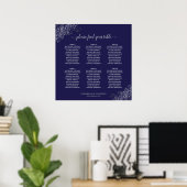 6 Tabel Zilveren en marinesurft Blue Wedding Seati Poster (Thuiskantoor)