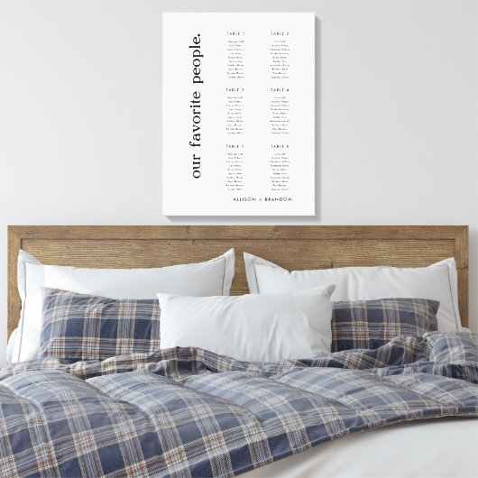 6 Tabellen Modern Small Wedding Seating Chart Canvas Afdruk (Insitu (Slaapkamer))