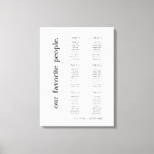 6 Tabellen Modern Small Wedding Seating Chart Canvas Afdruk (Voorkant)