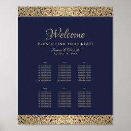 6 Tabellen Navy Blue Wedding Seating Chart Gold Ro Poster