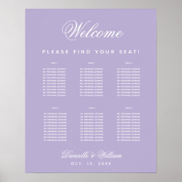 6 Tables Lavender Wedding Paars Seating Chart Poster
