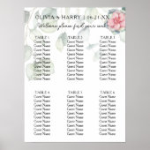 6 Tafel Bloemen Groen Bruiloft Zitkaarten Poster (Voorkant)