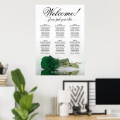 6 tafel Elegant Smaragd Groen Roos Zitkaart Poster (Thuiskantoor)