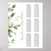6 tafel eucalyptus groen bruiloft zitgrafiek poster (Voorkant)