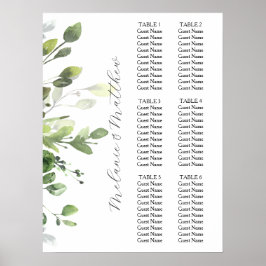 6 tafel eucalyptus groen bruiloft zitgrafiek poster