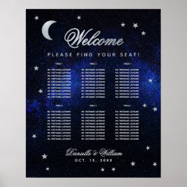 6 Tafel Hemels Huwelijk Sterren Maan Zitplaats Gra Poster