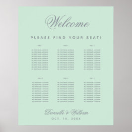 6 Tafel Mint Groen Grijs Trouw Stoelenplan Poster