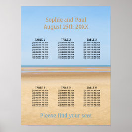 6 Tafel Strand Bruiloft Zitplaatsen Chart Poster