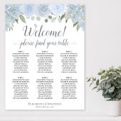 6 Tafel Stusty Blue Floral Wedding Seating Chart Poster