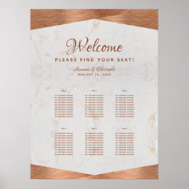 6 tafel trouwzaal zitplaatsen nep koper marmer poster