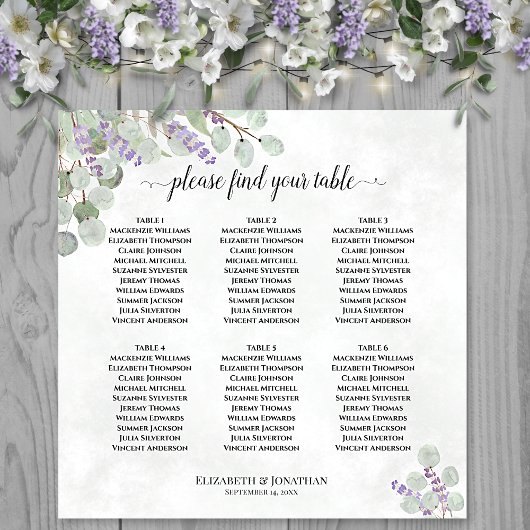 6 Tafelbruidplaatje Lavender Eucalyptus Poster