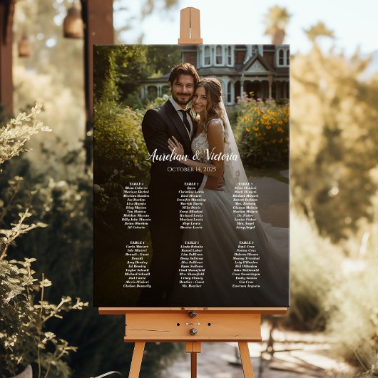 6 tafels elegante foto bruiloft zitgrafiek poster