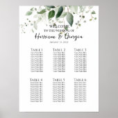 6 tafels groen elegante bruiloft zitgrafiek poster (Voorkant)